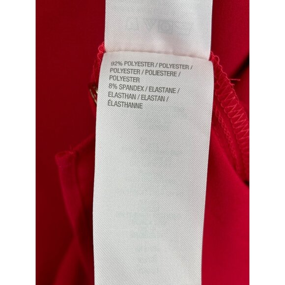 Susan Graver Split V-Neck Long Roll Tab Sleeve Button Blouse Top Red Size 12 - Picture 7 of 7